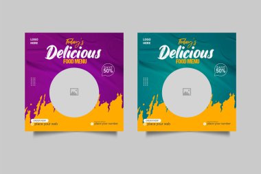 Vector delicious burger and food menu social media banner template and restuarant social media banner