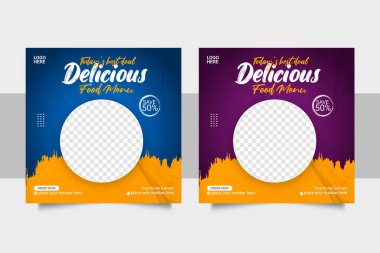 Vector delicious burger and food menu social media banner template and restuarant social media banner