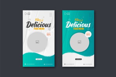 Vector food social media stories template