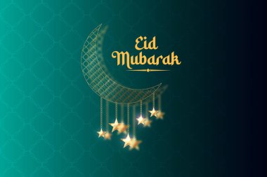 vector realistic eid mubarak background with candles and mosque