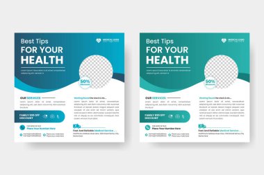 Professional medical healthcare service social media post template design.