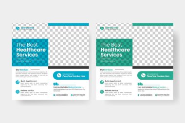 Professional medical healthcare service social media post template design.