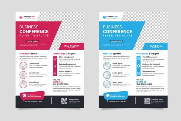 Vektör kurumsal iş konferansı broşürü ya da ticari Webinar konferans pankartı tasarımı