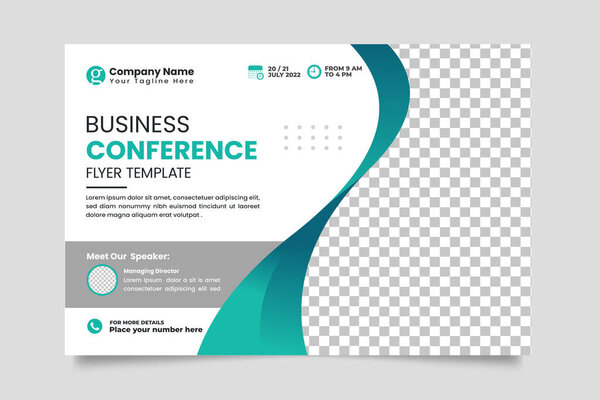 Vector corporate horizontal business conference flyer template or business live webinar conference banner