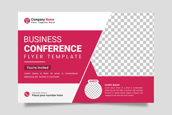 Vector corporate horizontal business conference flyer template or business live webinar conference banner