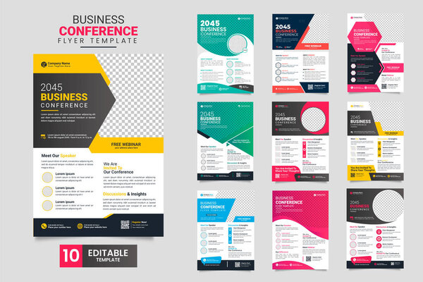 Vector corporate business conference flyer set  template or business live webinar conference banner design