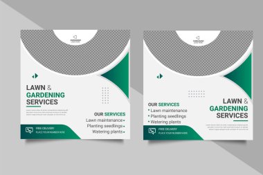 Vektör tarım ve tarım hizmetleri sosyal medya paylaşımı ve webbanner şablon tasarımı