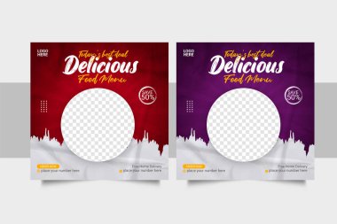 Vektör gıda sosyal medya tanıtımı ve instagram pankart post tasarım şablonu 