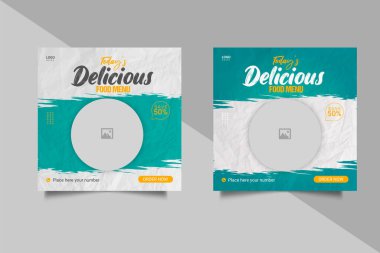 Vektör gıda sosyal medya tanıtımı ve instagram pankart post tasarım şablonu 