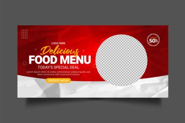 Vector food menu and restaurant social media banner template