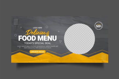 Vector food menu and restaurant social media banner template