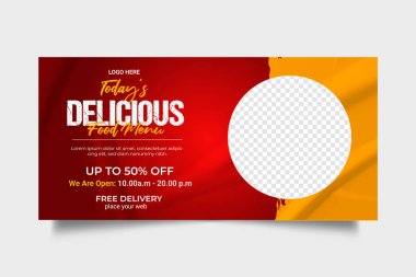 Vector food menu and restaurant social media banner template clipart