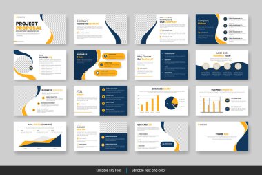Yıllık rapor iş dünyası Powerpoint sunumu slayt şablonu ve iş teklifi veya broşürü