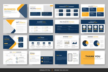 Business presentation slides template Vector, minimalist slide layout template Design, Business slide with yellow and dark color, Corporate presentation slide for Business organization clipart
