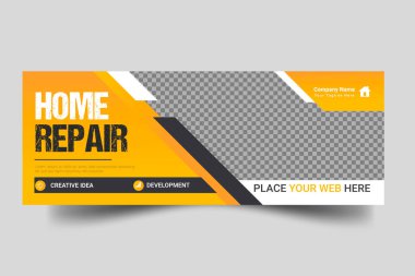 Vector Handyman ev onarımı web pankartı sosyal medya paylaşımı 