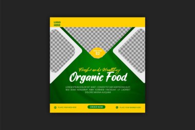 organik gıda sosyal medya afiş şablonları tasarımı