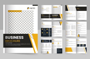 İş broşürü tasarımı, minimal iş broşürü şablonu tasarımı, 12 sayfalık düzenlenebilir şirket broşürü düzeni..