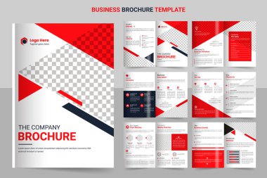 İş broşürü tasarımı, minimal iş broşürü şablonu tasarımı, 12 sayfalık düzenlenebilir şirket broşürü düzeni..