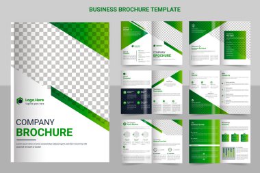İş broşürü tasarımı, minimal iş broşürü şablonu tasarımı, 12 sayfalık düzenlenebilir şirket broşürü düzeni..
