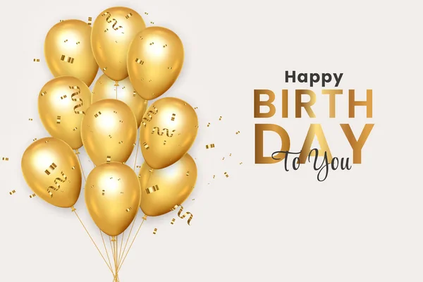 Beyaz arka planda 3D gerçekçi altın hava balonlu, metin ve ışıltılı konfetiyle mutlu yıllar.