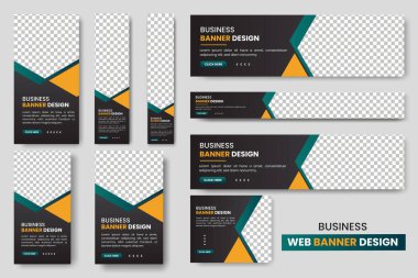 Abstract banner design web banner template Set, Horizontal header web banner, cover header background for website design, Social Media Cover ads banner, flyer design template clipart