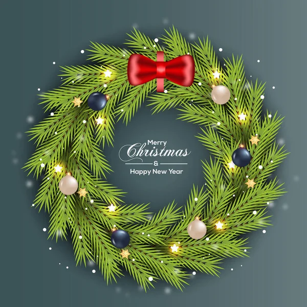 크리스마스 소나무 플렉스를 즐거운 크리스마스 크리스마스 템플릿 디자인 — 스톡 벡터