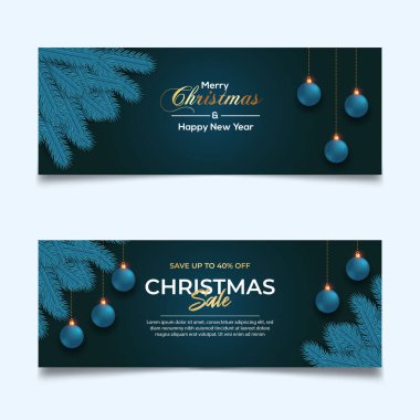 Çam dalı Noel balosu yıldızı ve tebrik kartları, posterler, web sitesi başlıkları için hediye kutusu kullanımlı Mutlu Noeller afişi tasarımı