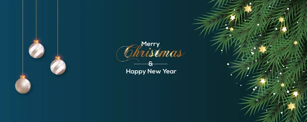 소나무 분지와 크리스마스 템플릿 디자인 크리스마스 스타와 인사말 포스터 웹사이트에 — 스톡 벡터