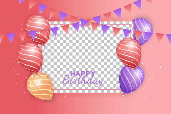 Geburtstagswunsch Vorlage Design Happy Birthday Typografie Mit Luftballon Elementen Für — Stockvektor