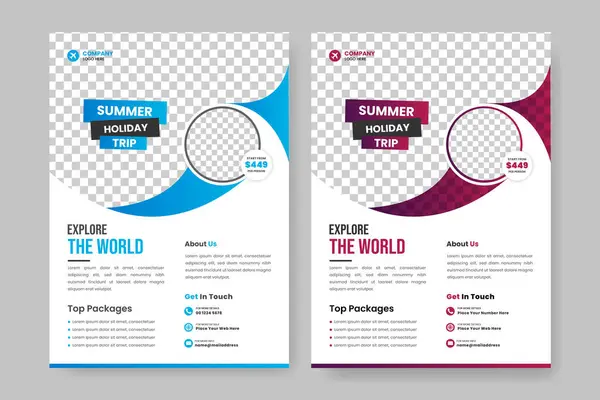 stock vector Travel flyer design template and travel agency flyer template design with contact and venue details