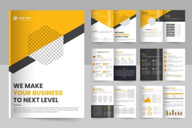 company profile brochure design, minimal multipage business brochure template design, annual report, corporate company profile, editable template layout clipart