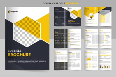 Şirket profili broşür tasarımı, minimal çoklu sayfa iş broşürü tasarımı, yıllık rapor, şirket profili, düzenlenebilir şablon düzeni