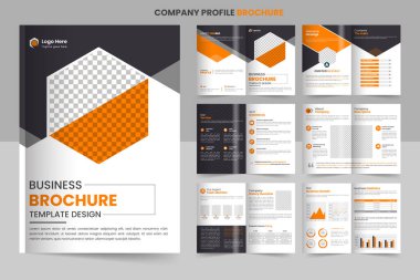 Şirket profili broşür tasarımı, minimal çoklu sayfa iş broşürü tasarımı, yıllık rapor, şirket profili, düzenlenebilir şablon düzeni