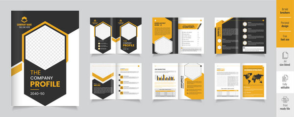 Company profile design , 12 page corporate brochure editable template layout