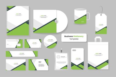 Marka Kimlik Konsepti, soyut grafiklerle Mock Up seti. Şirket biçimi