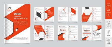 Şirket profili broşür tasarımı, iş profili şablonu tasarımı, 12 sayfa, yıllık rapor, en az, düzenlenebilir broşür.
