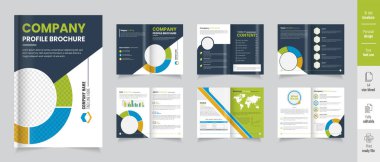 Şirket profili broşür tasarımı, iş profili şablonu tasarımı, 12 sayfa, yıllık rapor, en az, düzenlenebilir broşür.