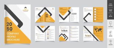 Şirket profili broşür tasarımı, iş profili şablonu tasarımı, 12 sayfa, yıllık rapor, en az, düzenlenebilir broşür.