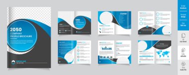 İş broşürü tasarımı, şirket portföyü broşürü tasarımı. Şirket 12 sayfalık broşür tasarım şablonu, iş profili şablonu