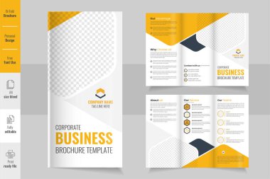 Business Trifold Broşür ve Broşür Şablonu, Profesyonel iş broşürü Tasarımı
