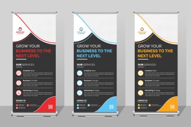 Profesyonel Şirket Banner Standee Şablonu, Business Roll Up Banner. Sunum için kurumsal arkaplanı katla