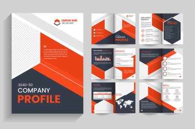  Kurumsal & Profesyonel Çift Katlı Broşür Şablonu, 12 sayfalık kurumsal broşür düzenlenebilir şablon düzeni