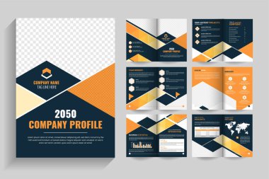 Profesyonel Temiz kurumsal çift katlı iş broşürü tasarım şablonu A4 biçiminde