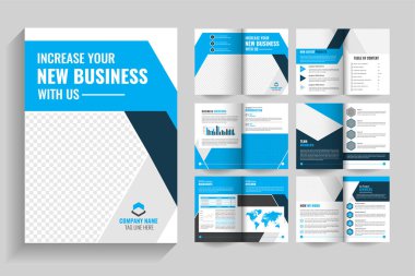 Profesyonel Temiz kurumsal çift katlı iş broşürü tasarım şablonu A4 biçiminde