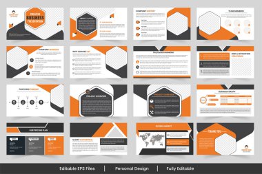 İş asgari slayt sunum şablonu, Vektör kurumsal sunum proje öneri şablonu, yaratıcı proje stratejisi düzeni 