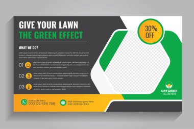 Tarım ve tarım hizmetleri web pankartı veya sosyal medya bahçe sonrası bahçe tasarımı, video küçük resim tasarımı