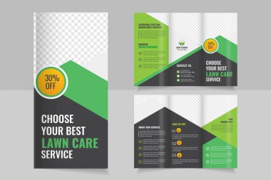 Çim biçme bahçesi ya da bahçe düzenlemesi Tarım Hizmetleri Tasarımı, Çim Bakımı Broşürü Şablonu, Bahçe İşleme ya da Bahçe Katlama Broşürü Tasarımı