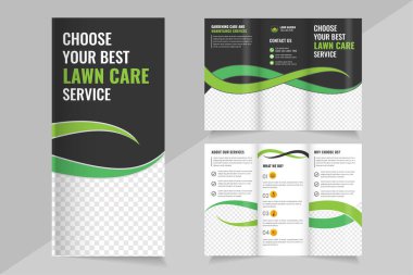  Bahçe Bakımı Broşür Şablonu, Bahçe Düzenleme veya Bahçe Katlama Broşürü Tasarımı, Çim biçme Bahçesi veya Tarım Hizmetleri Tasarımı