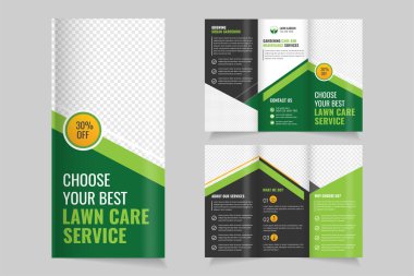  Bahçe Bakımı Broşür Şablonu, Bahçe Düzenleme veya Bahçe Katlama Broşürü Tasarımı, Çim biçme Bahçesi veya Tarım Hizmetleri Tasarımı