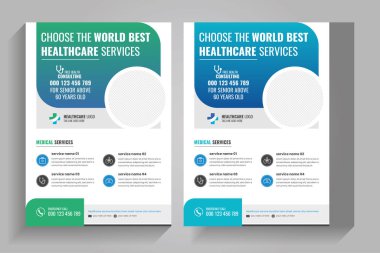 Eşsiz ve modern profesyonel tıbbi sağlık hizmeti broşürü tasarımı tempate
